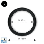 Dettaglio misure interne ed esterne della base cerchio Tube Bubble da 70 cm per bolle giganti
