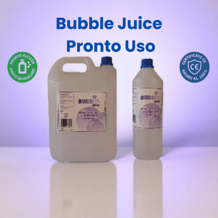 tanica da 5 lt e flacone da 1 lt di bubble juice pronto uso