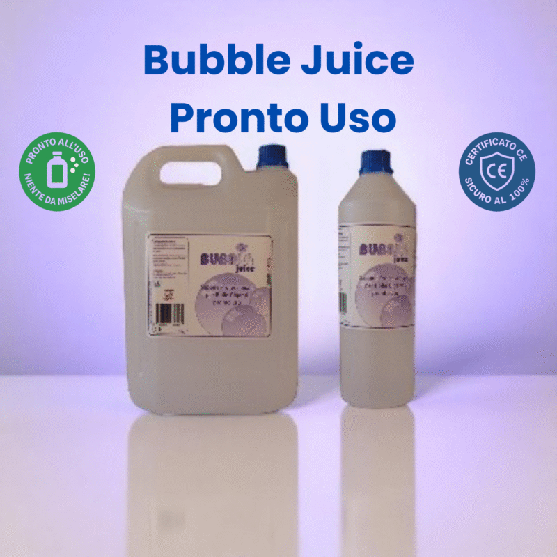 tanica da 5 lt e flacone da 1 lt di bubble juice pronto uso