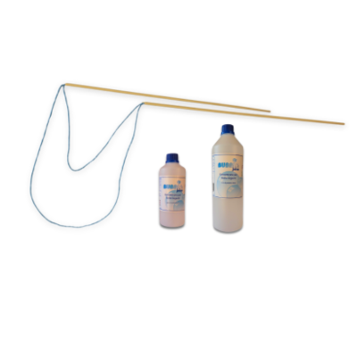 Kit completo per creare bolle di sapone giganti con bacchette professionali e sapone concentrato