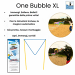 Bambino usa la bacchetta OneBubble da 100 cm per creare una bolla gigante