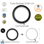 Base cerchio Tube Bubble 80 cm in alluminio con canalina, misure esatte e badge di qualità