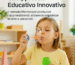 Bambino che gioca con le bolle di sapone in un’attività educativa ispirata al metodo Montessori.