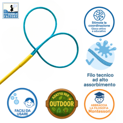 Strumento Petali M per bolle giganti con filo tecnico ad alto assorbimento e icone Montessori