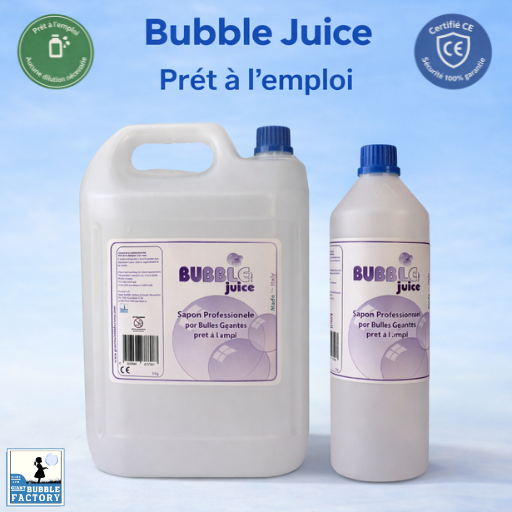 tanica da 5 lt e flacone da 1 lt di bubble juice pronto uso