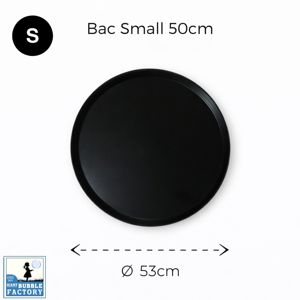 Base rotonda nera da 53 cm per bolle di sapone giganti, compatibile con cerchi Tube Bubble.